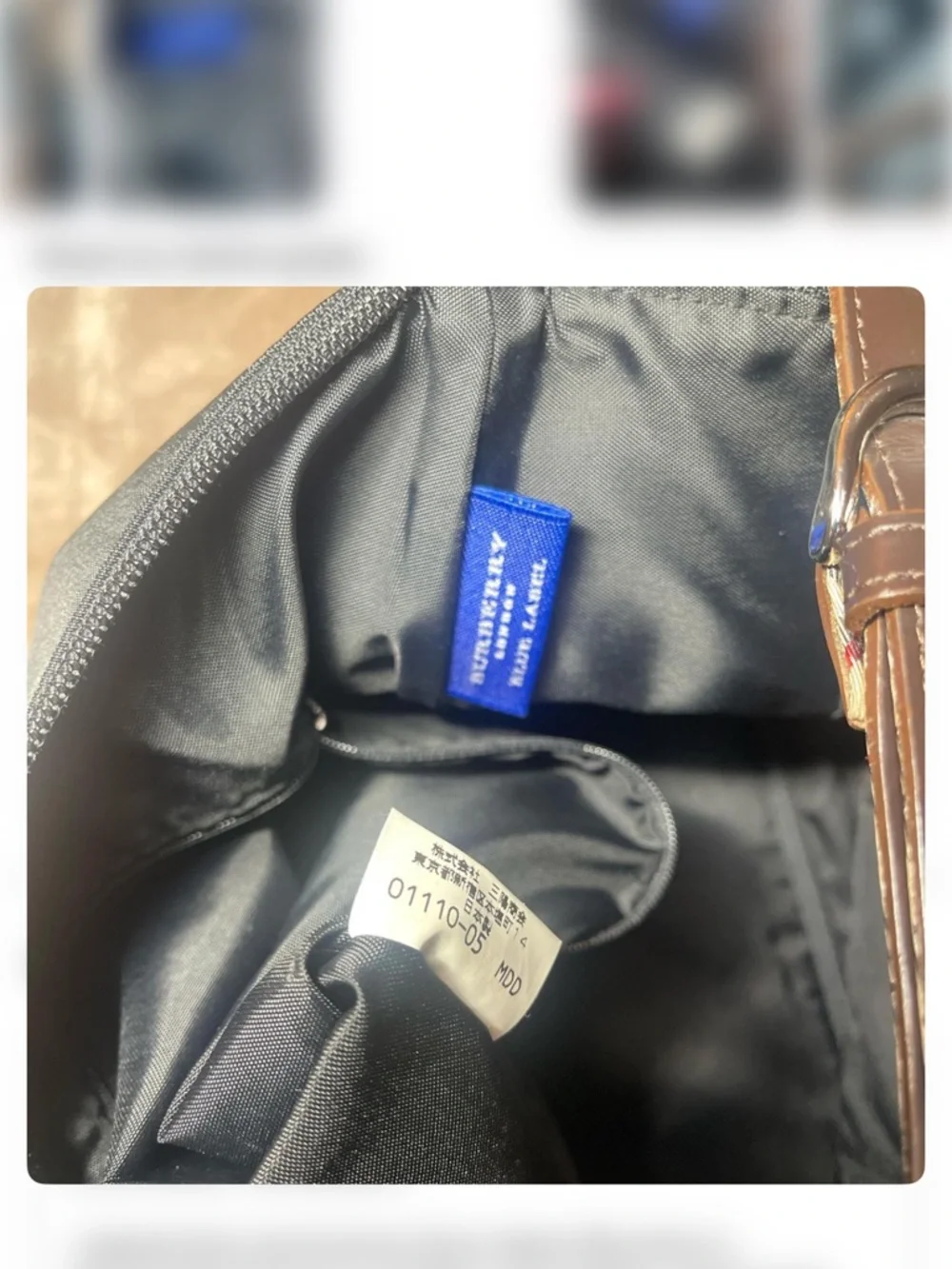 Black and Beige Plaid Shoulder Bag - Picture 5 of 9